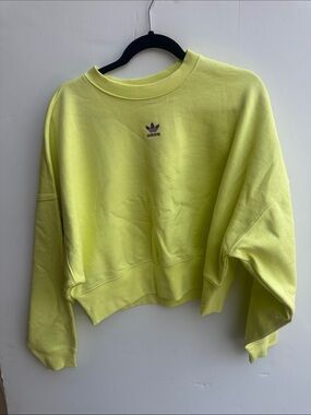 adidas Neon Yellow Cropped Crewneck Sweatshirt